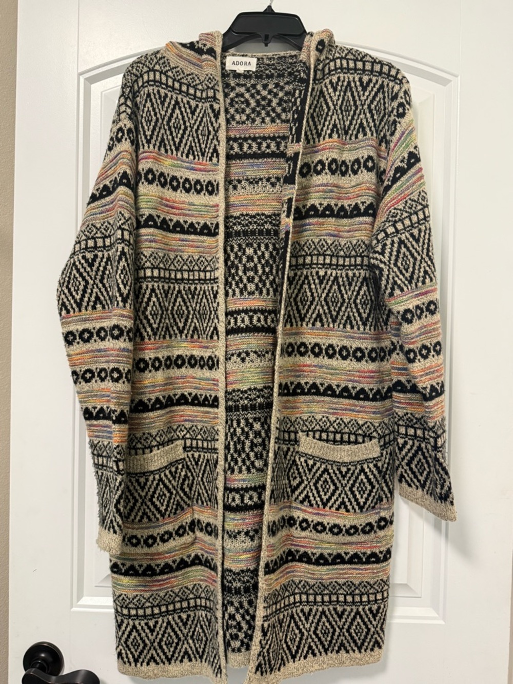 Adora Aztec Multi Color Hooded Cardigan